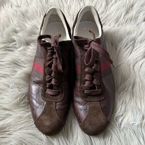 GUCCI Guccissima Leather Web Sneakers Size 7.5